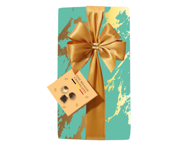Gift-wrapped box with bow Green/Gold (250g)