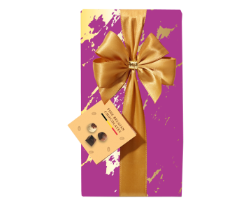 Gift-wrapped box with bow Purple/Gold (250g)